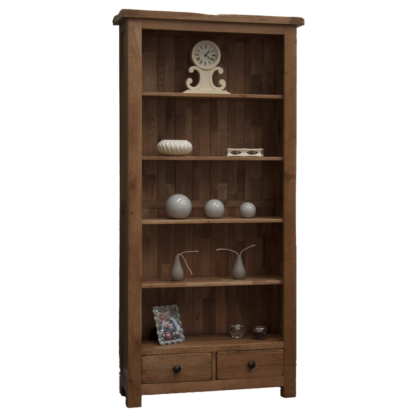 Rustic Oak Large Bookcase