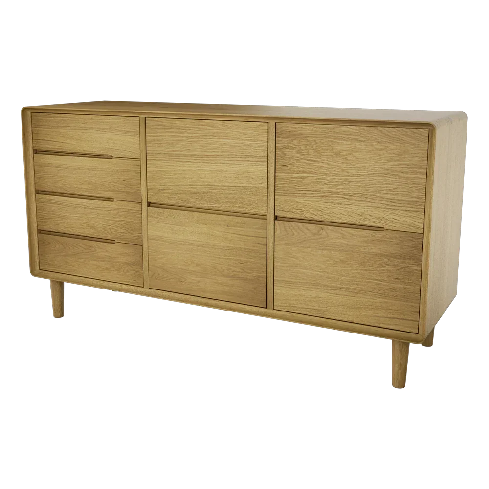 Oak sideboard with three drawers and four doors in a modern design