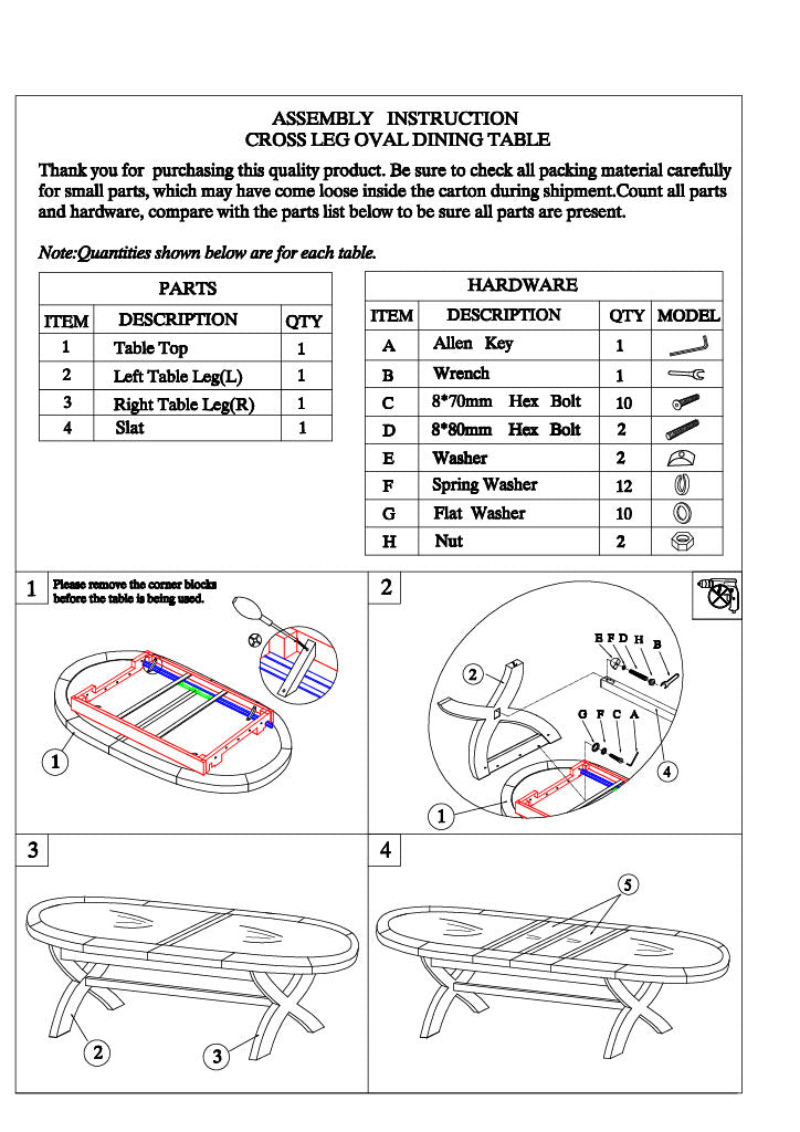 Deluxe X-leg Oval Extending Table