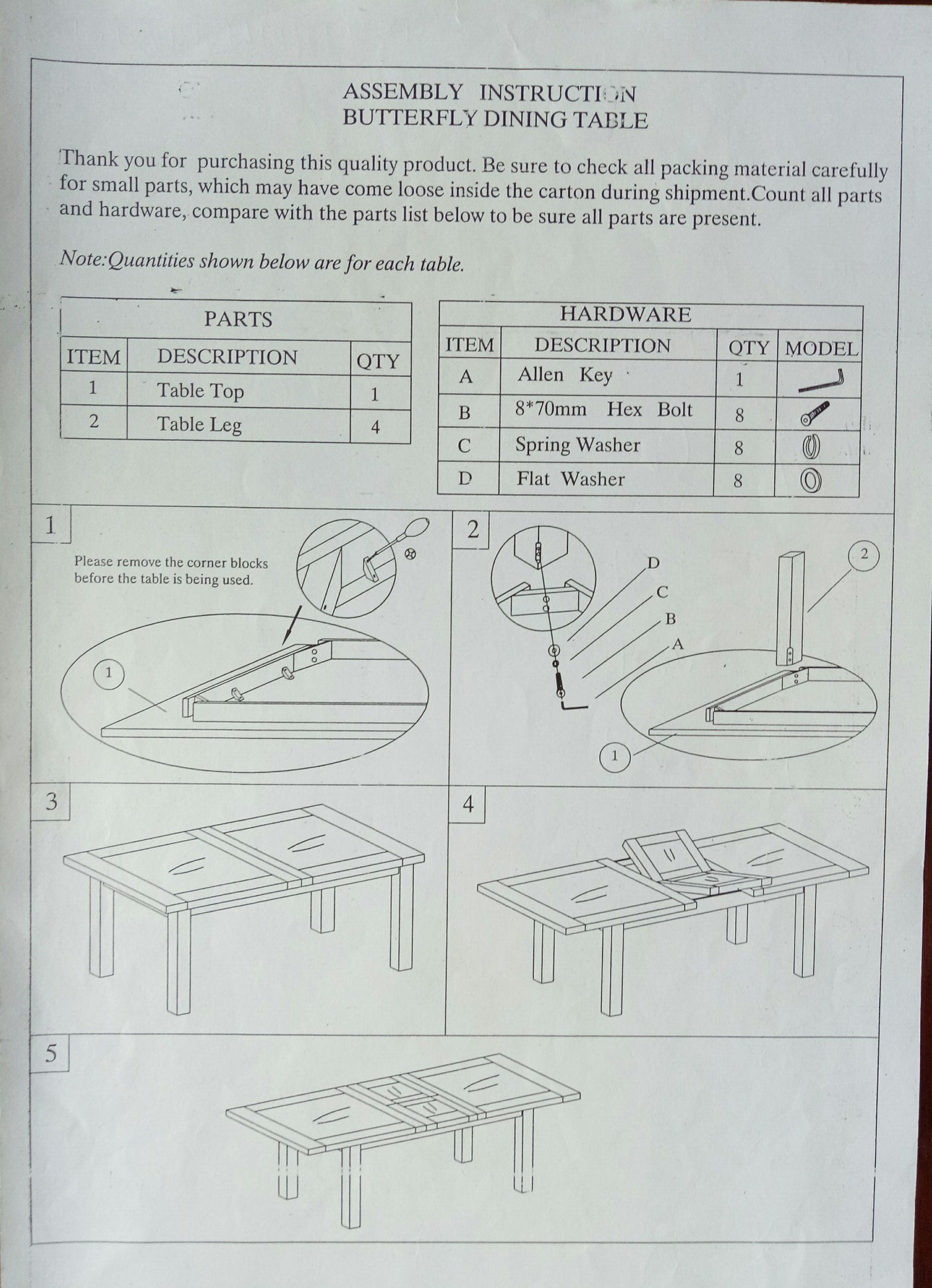 Deluxe Small Butterfly Extending Table