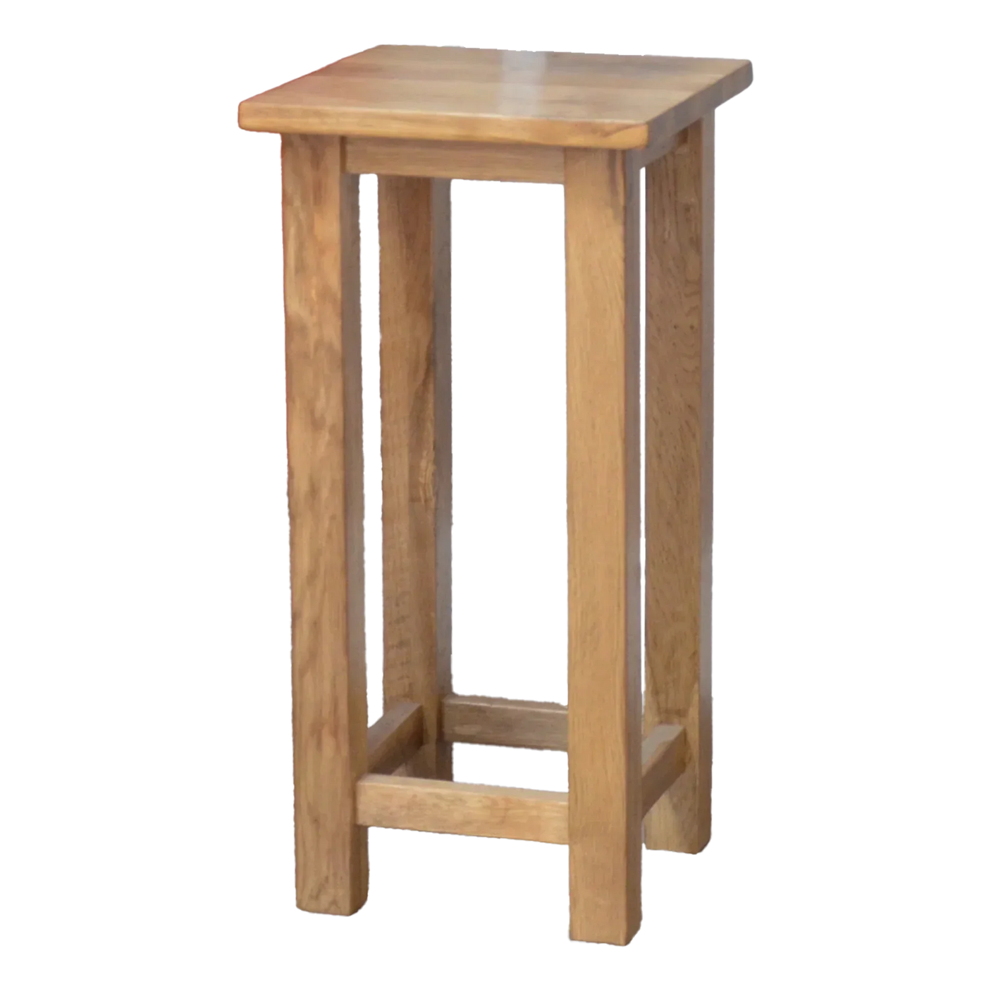 Oak wood tall side table with square top and simple straight legs