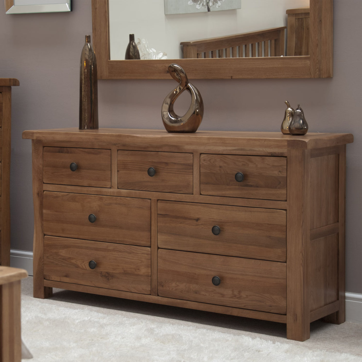 Rustic Oak 7 Drawer Multi Chest