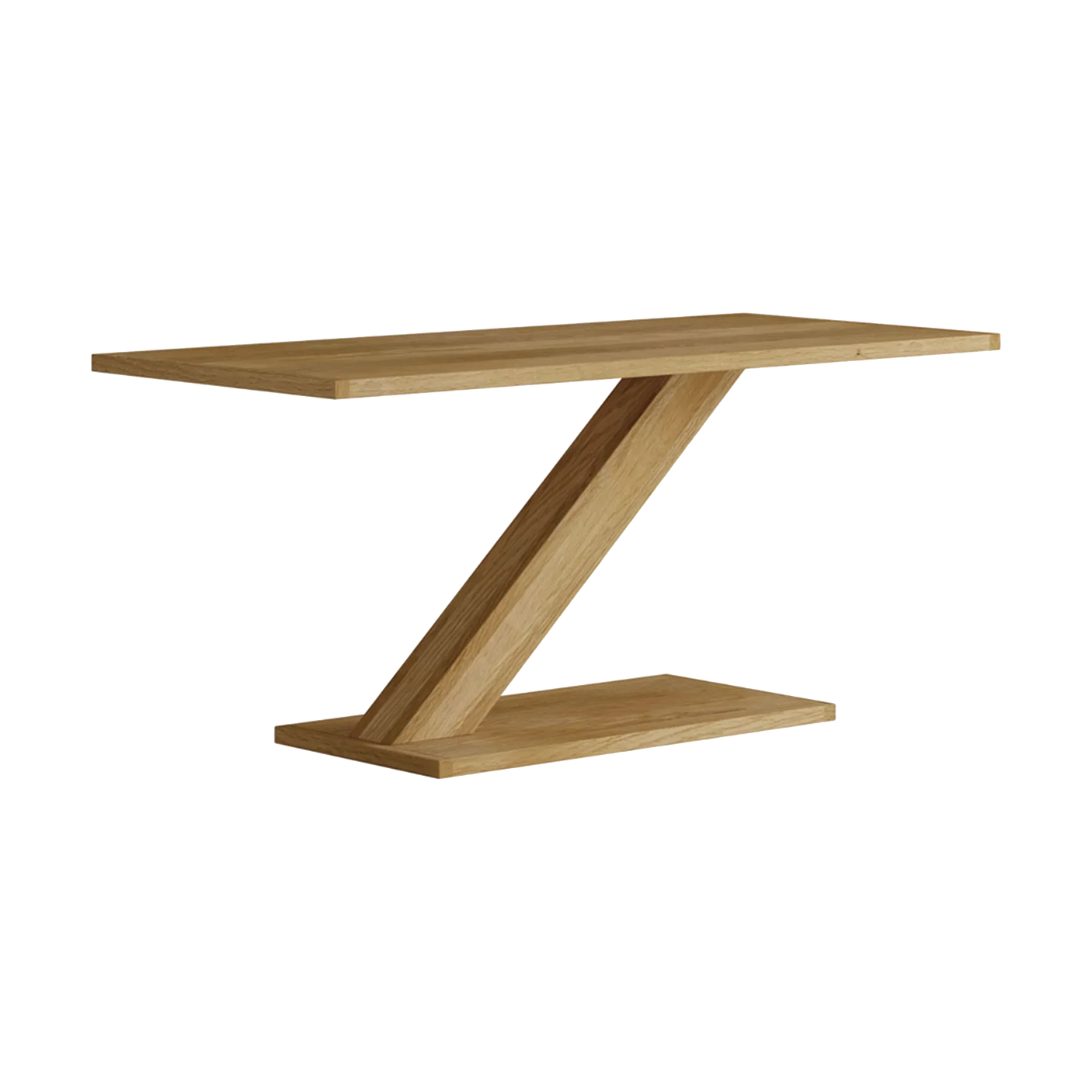 Light oak dining table with modern Z-shaped base and rectangular top