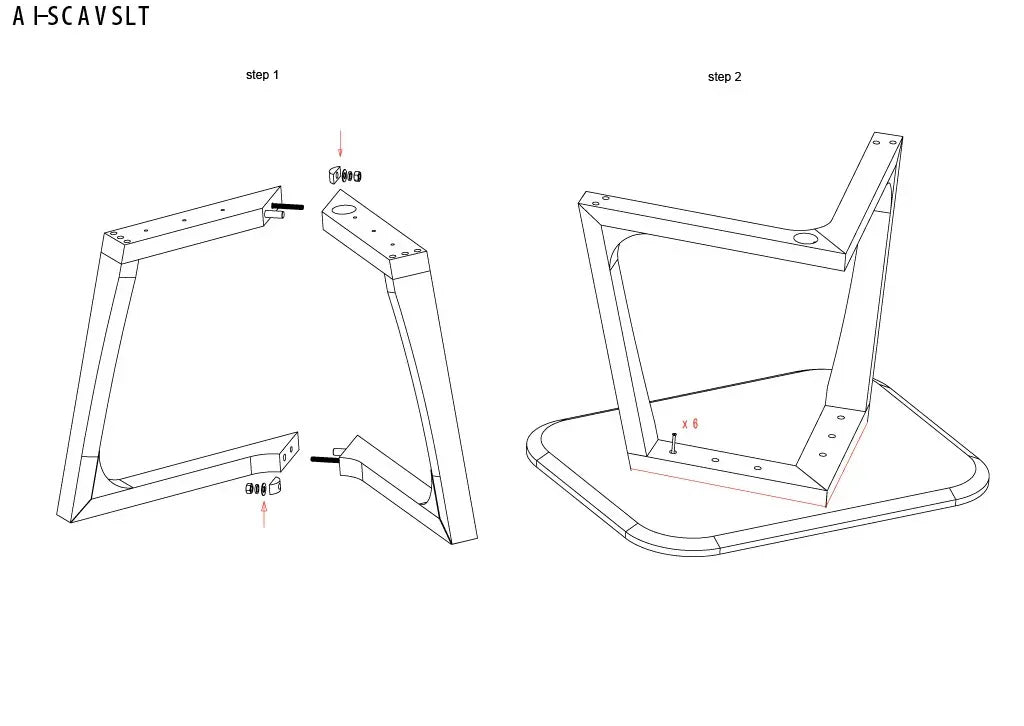 Assembly instructions for metal dining table base showing step-by-step frame attachment