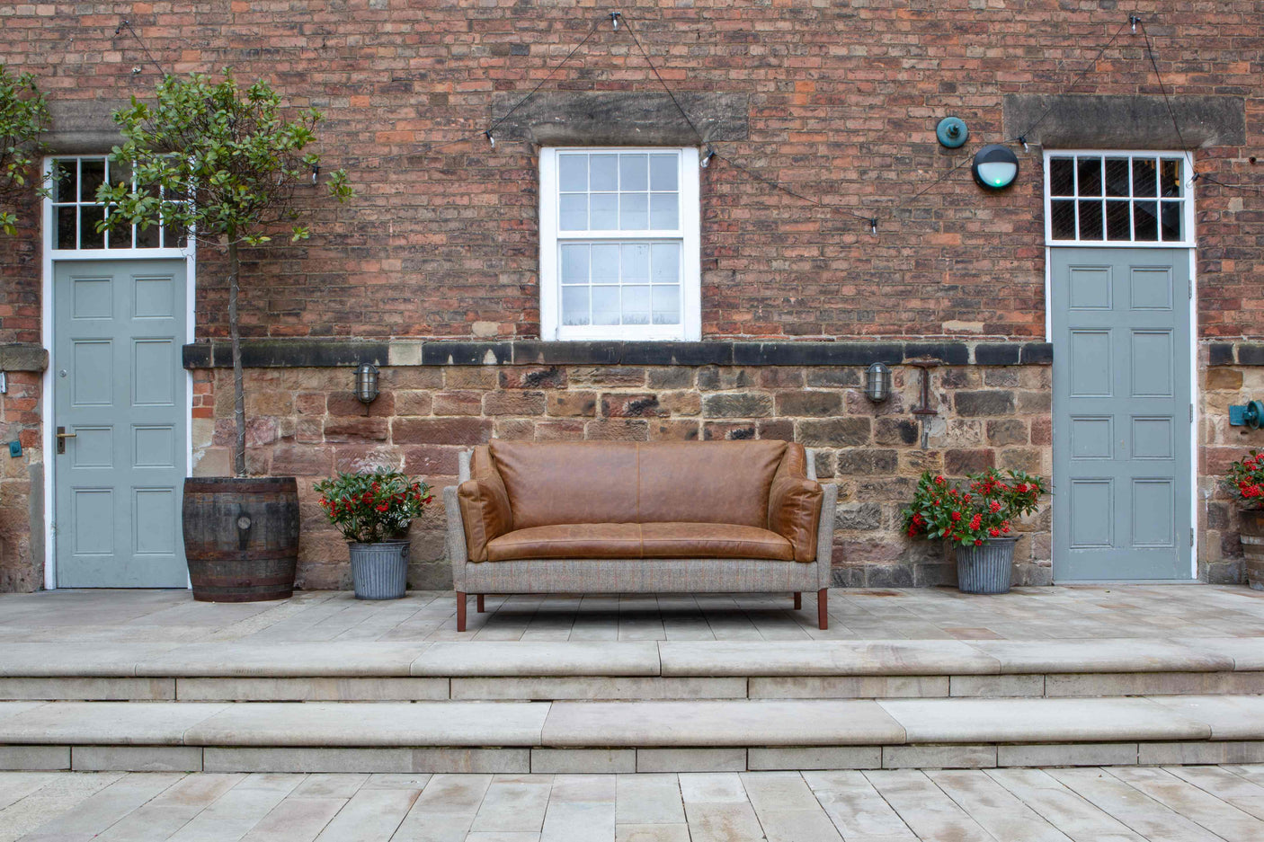 Malone Large 2 Seater HTW & Brown Tan Leather