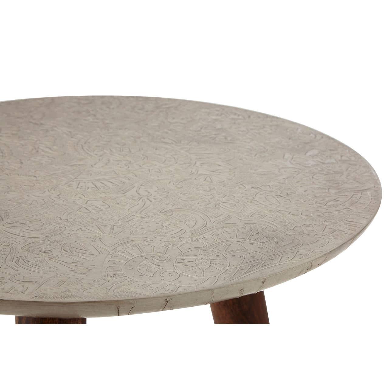 Boho Carved Metal Side Table