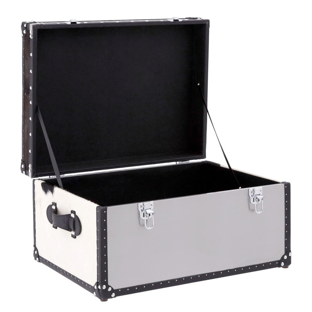 Monochrome Cowhide Storage Trunk