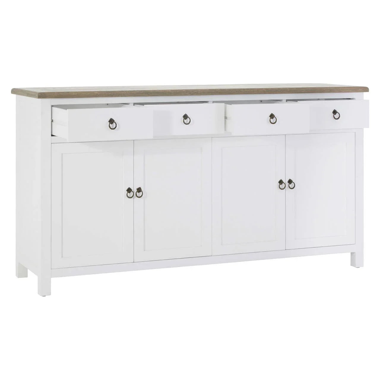 Hampstead White Oak Sideboard with 4 Doors and Drawers