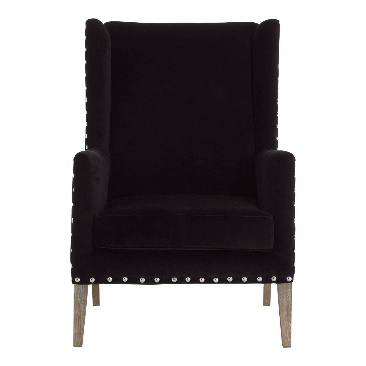 Luxe Black Wingback Armchair
