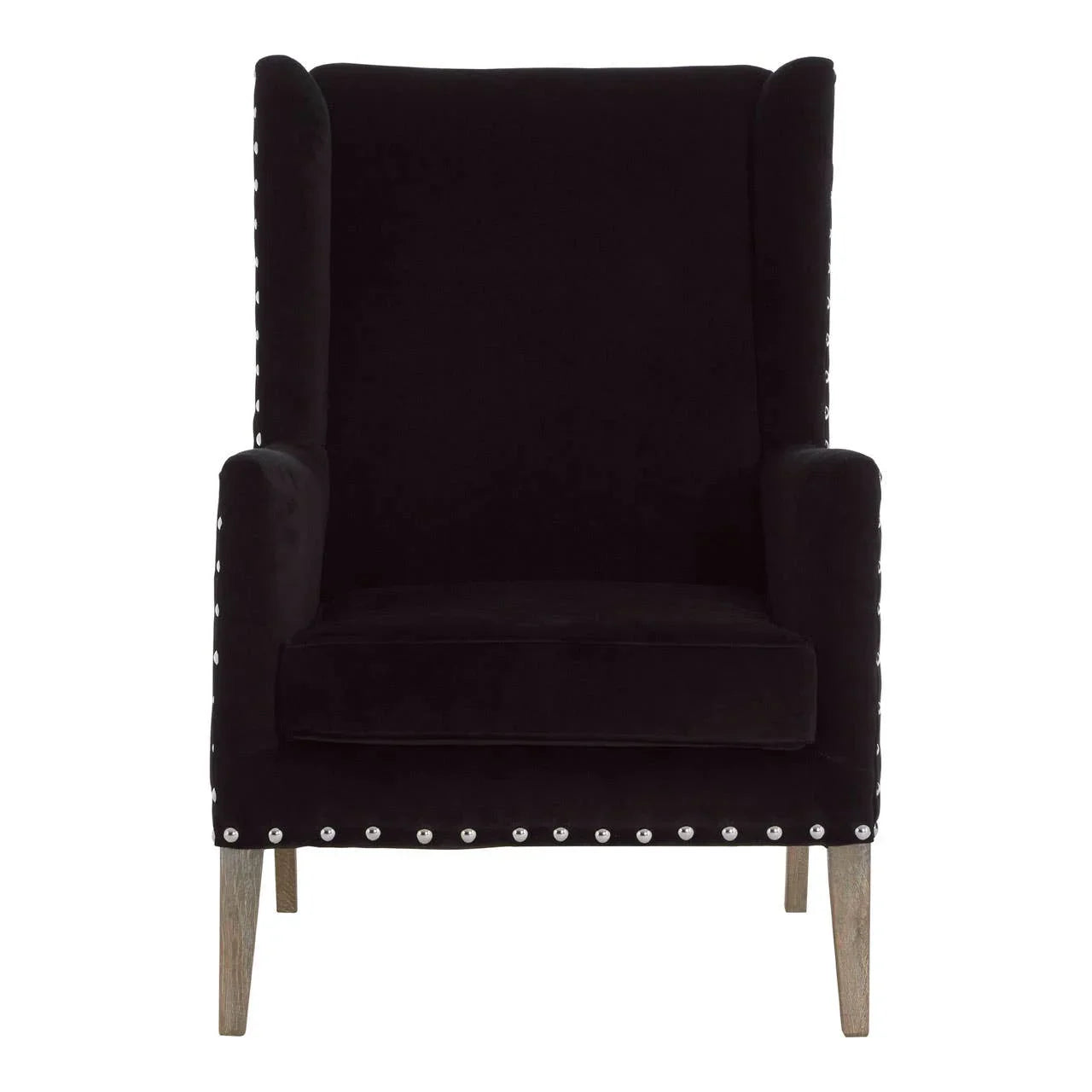 Luxe Black Wingback Armchair
