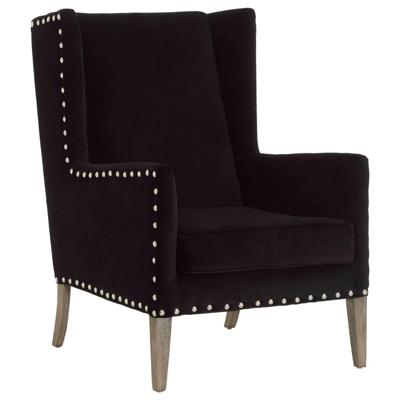 Luxe Black Wingback Armchair