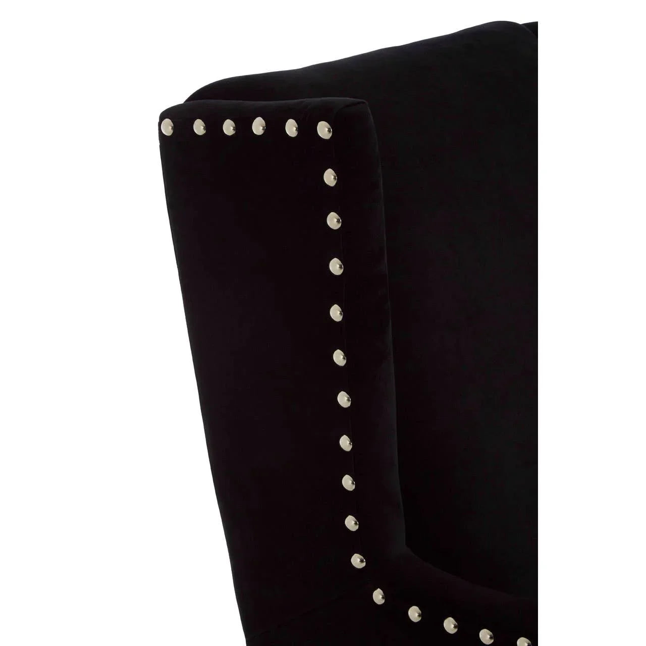 Luxe Black Wingback Armchair