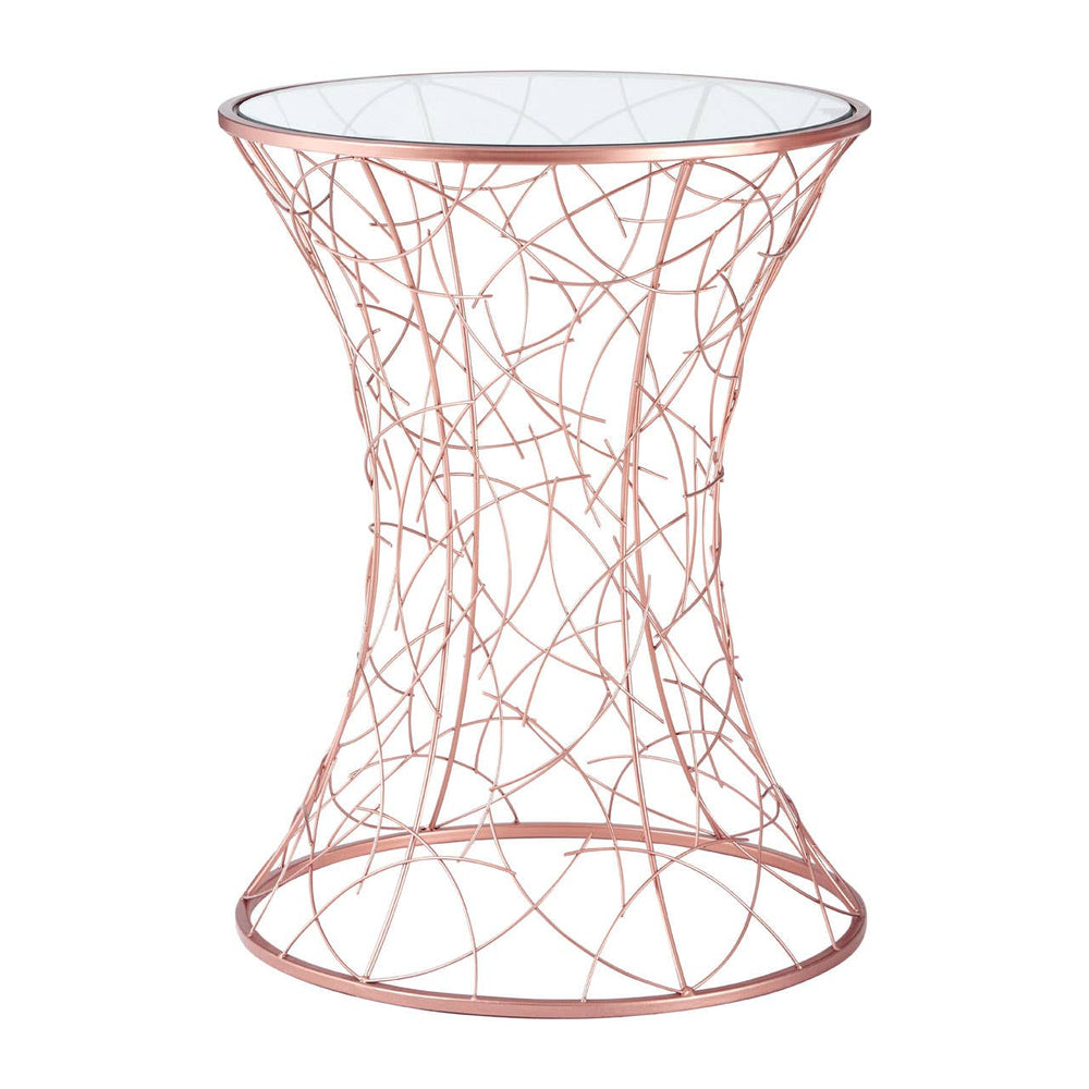 Concave Iron Twig Glass Table