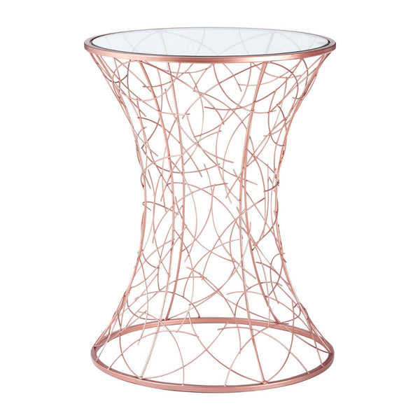 Concave Iron Twig Glass Table