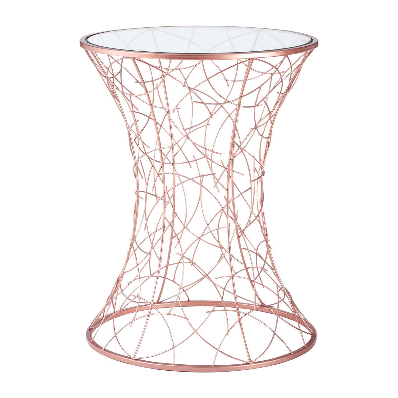 Concave Iron Twig Glass Table