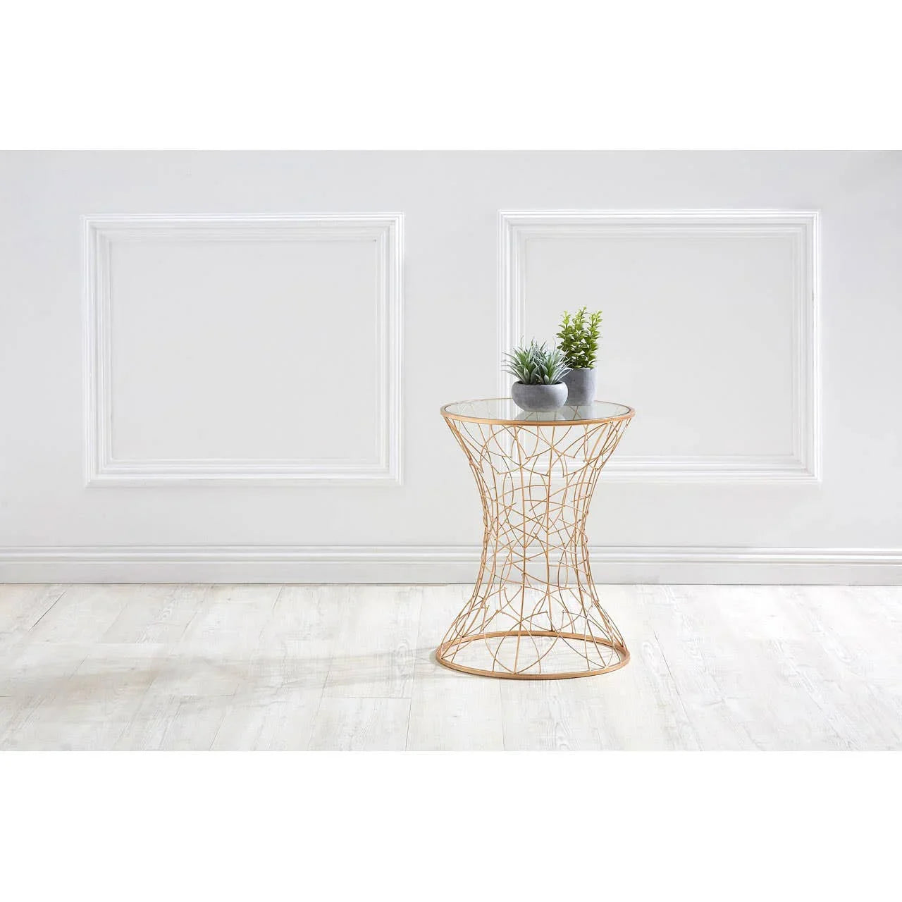 Concave Iron Twig Glass Table