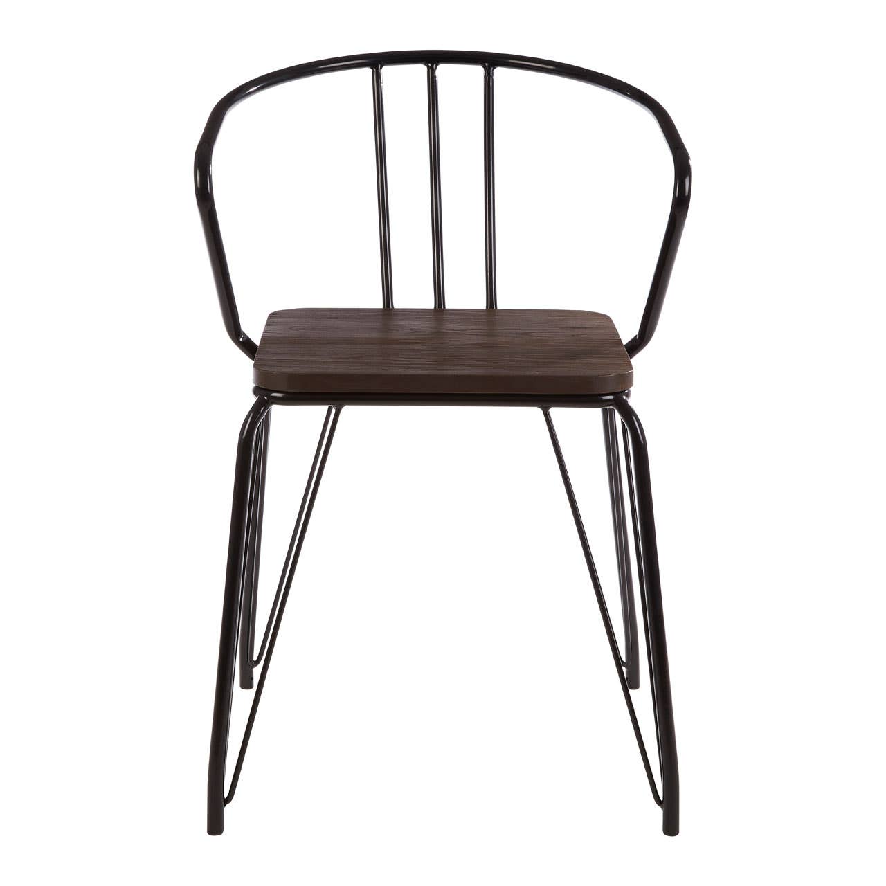 Sleek Metal & Wood Armchair