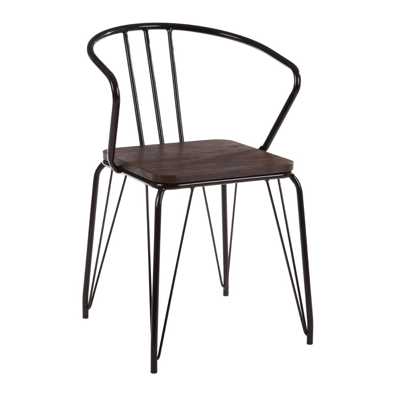 Sleek Metal & Wood Armchair