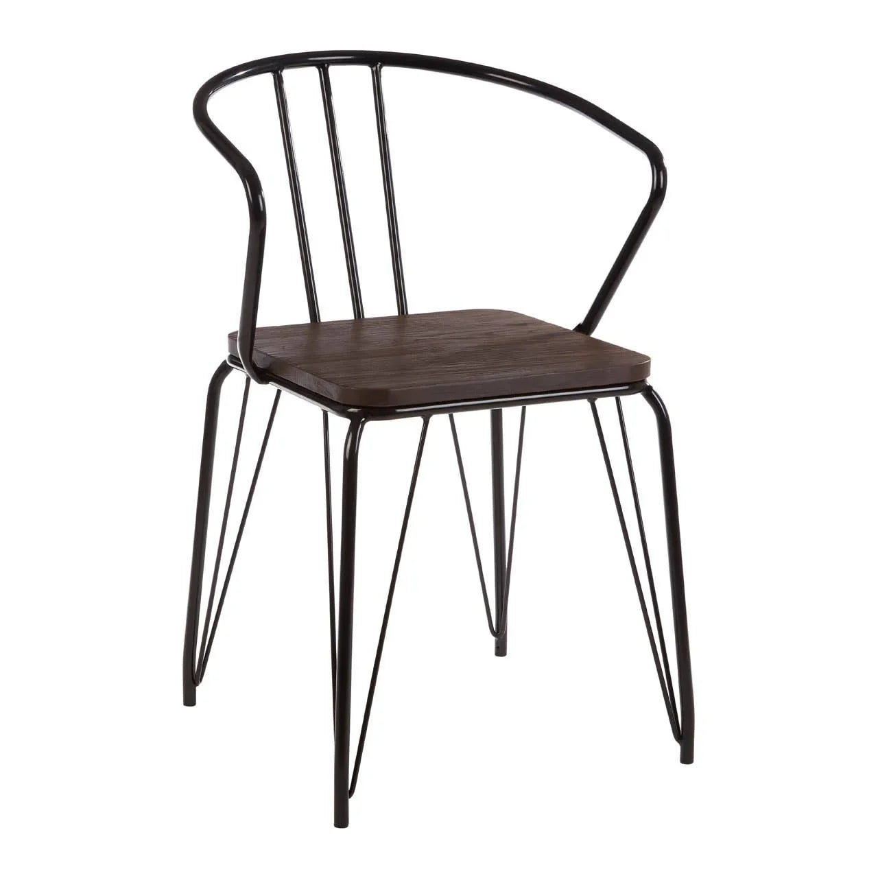Sleek Metal & Wood Armchair