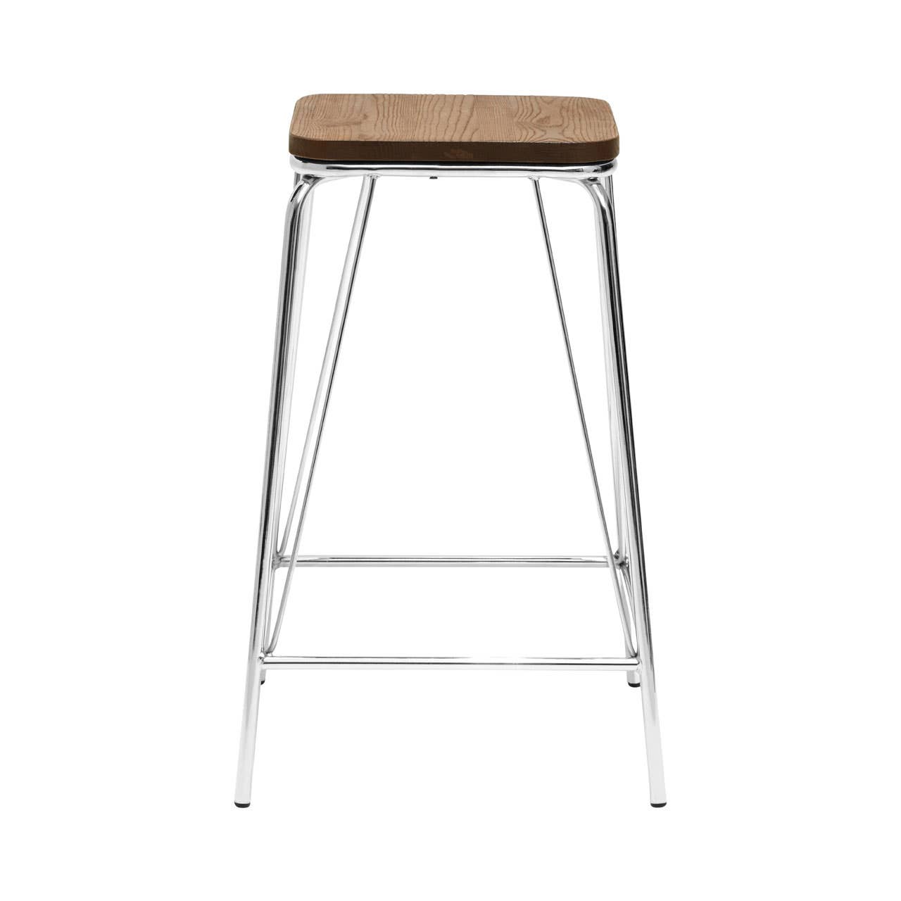 Sleek Chrome & Elm Stool