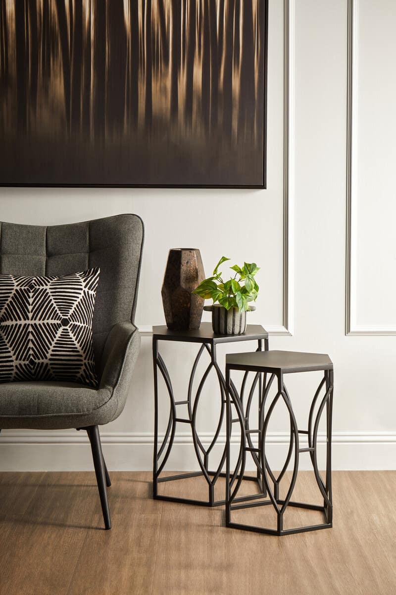 Concave Black Side Tables Avant-Garde