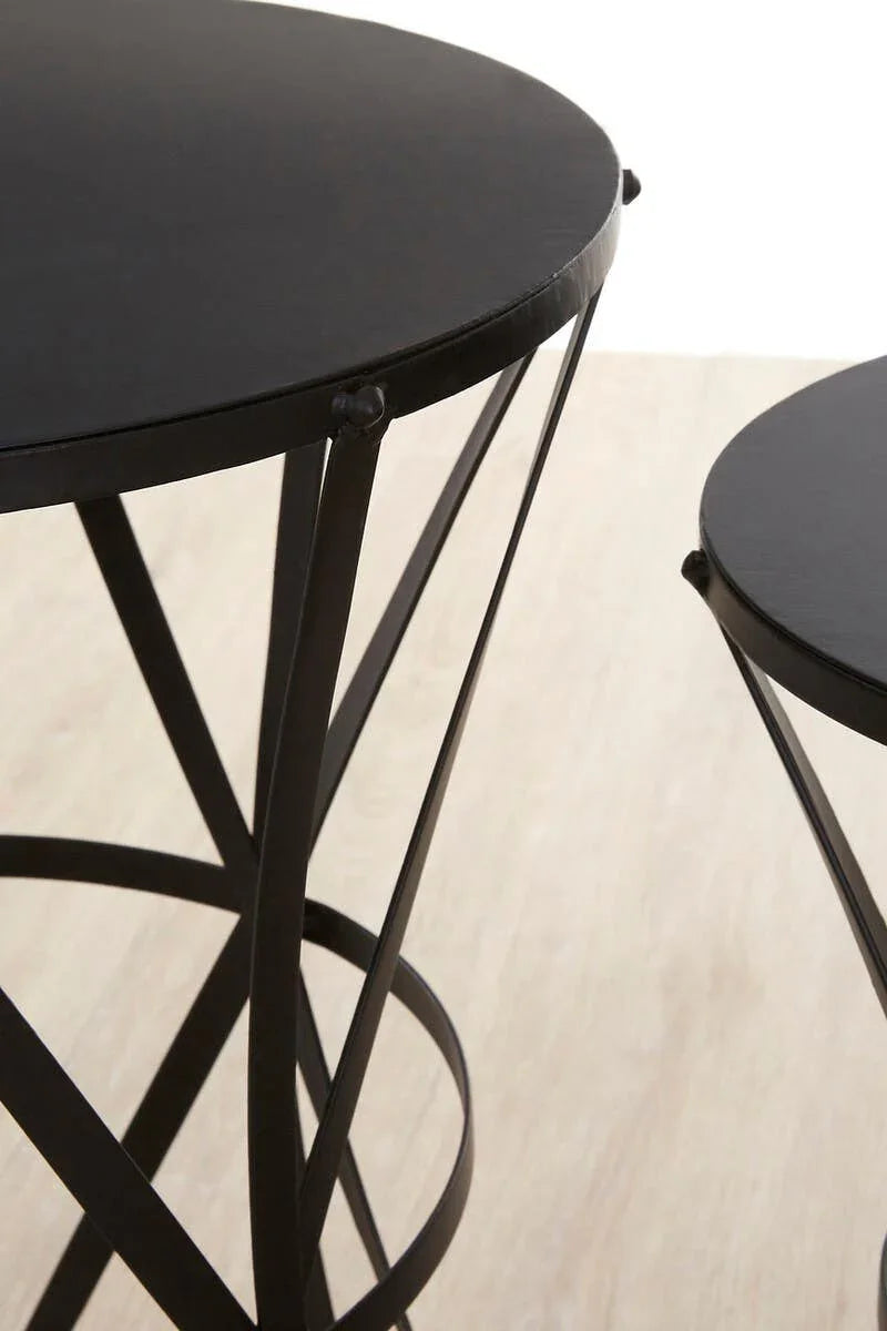 Cross Design Black Side Tables