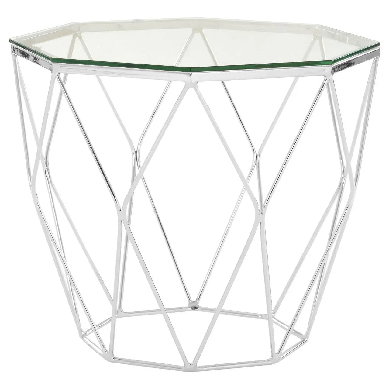 Chrome Hexagon Glass End Table