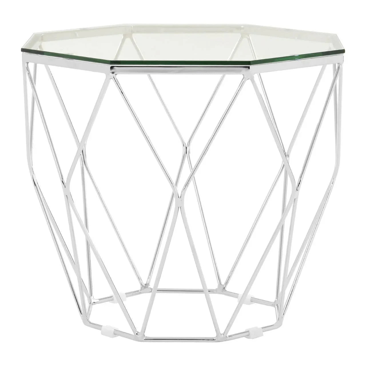 Chrome Hexagon Glass End Table