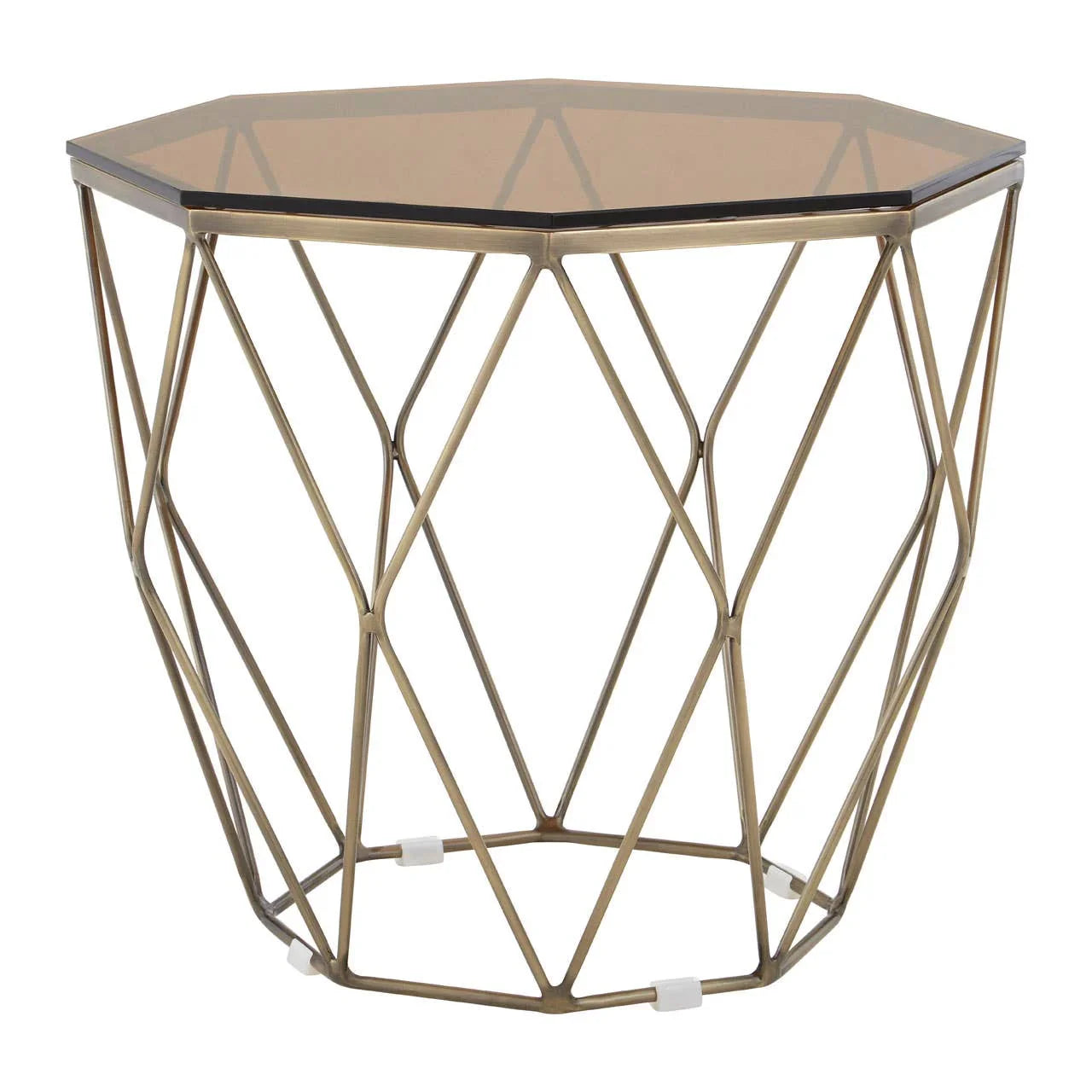 Bronze Geometric Glass End Table