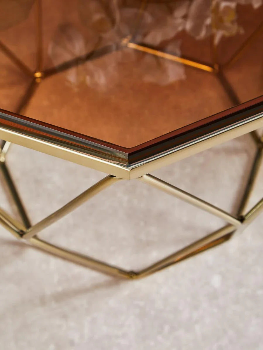 Bronze Geometric Glass End Table