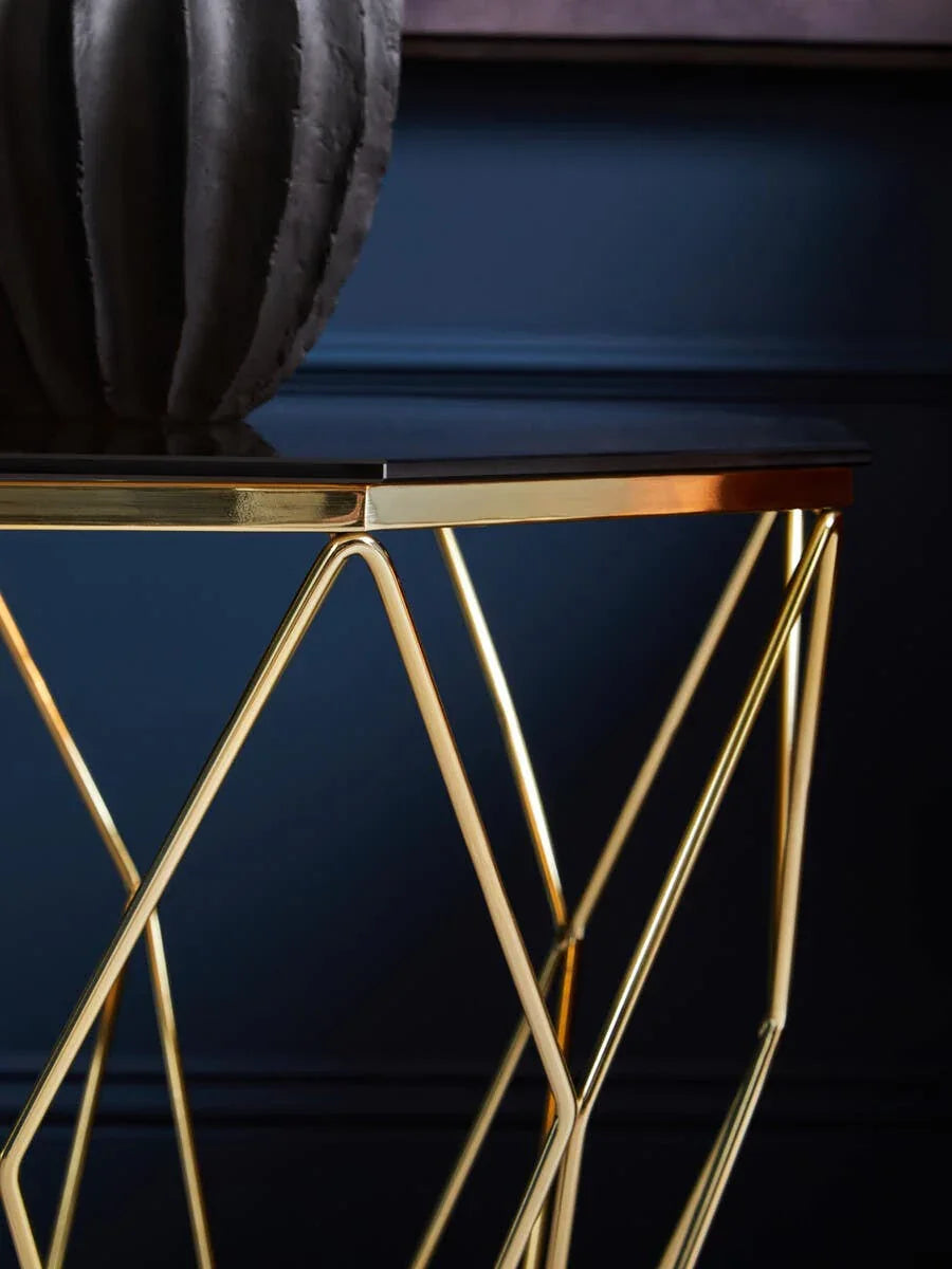 Bronze Geometric Glass End Table