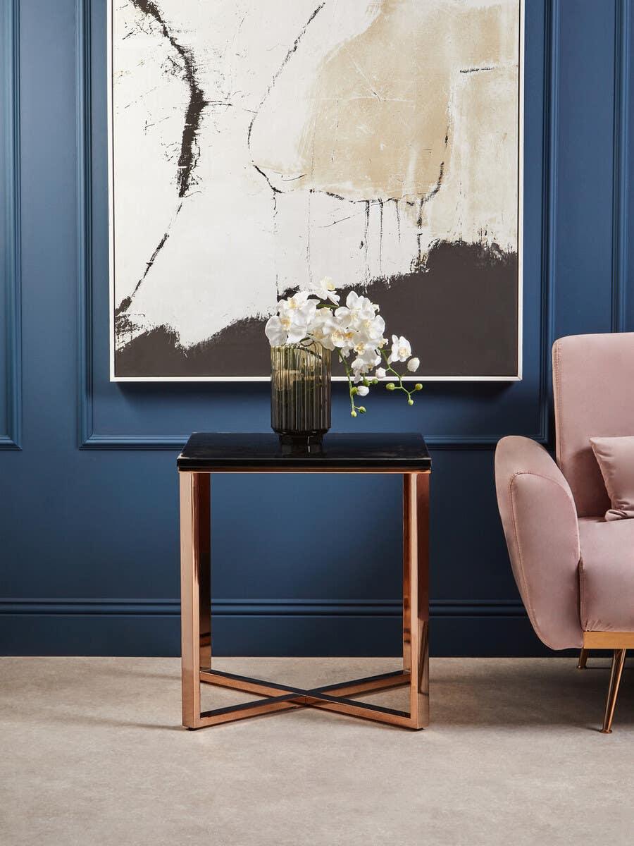 Black Marble Square End Table