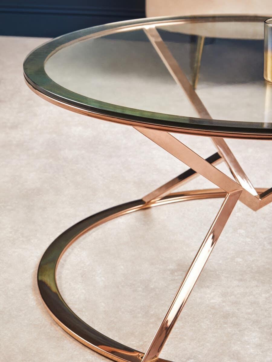 Rose Gold Glass Coffee Table