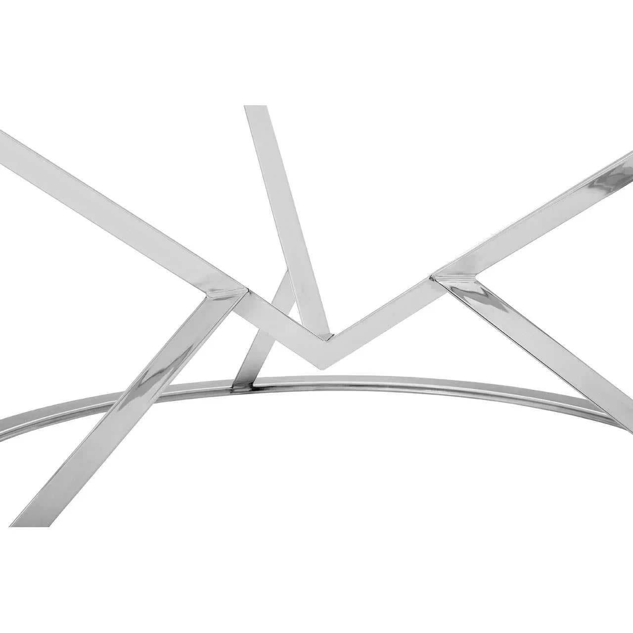 Chrome metal coffee table legs with geometric design and modern finish