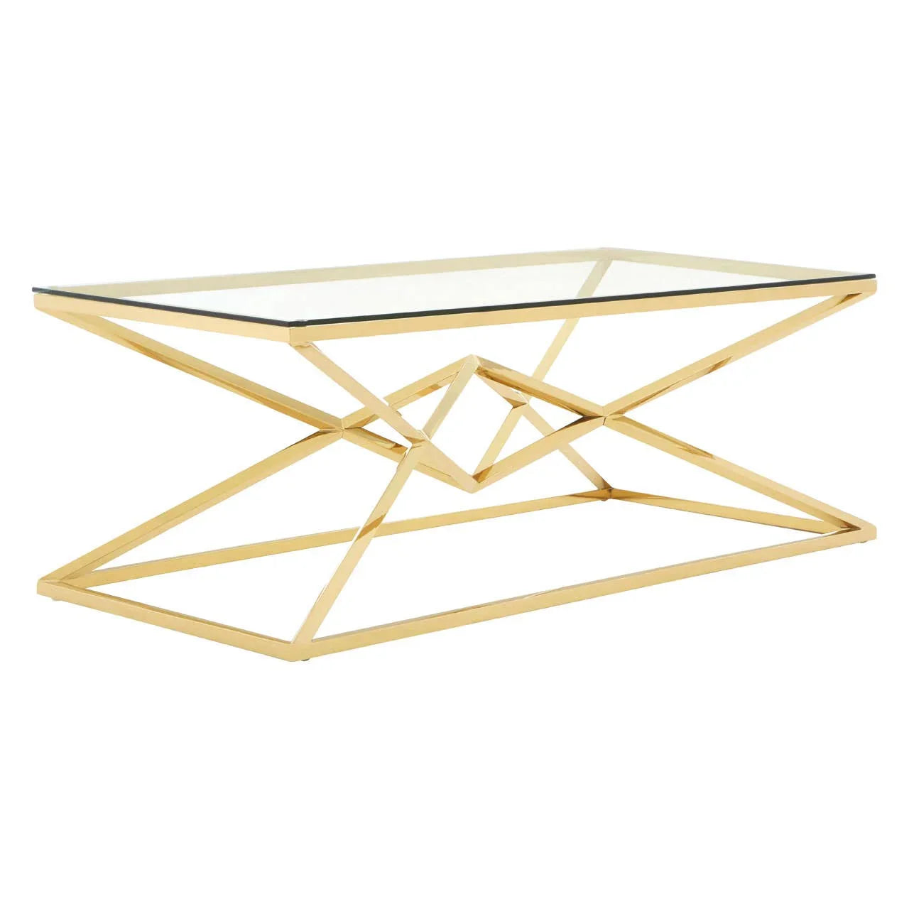 Champagne Geometric Glass Coffee Table