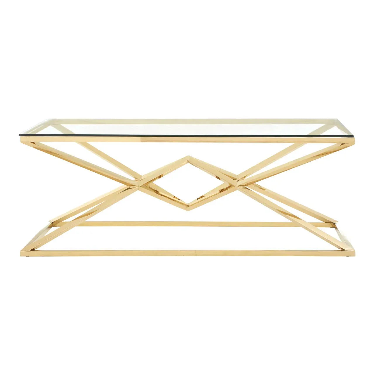 Champagne Geometric Glass Coffee Table