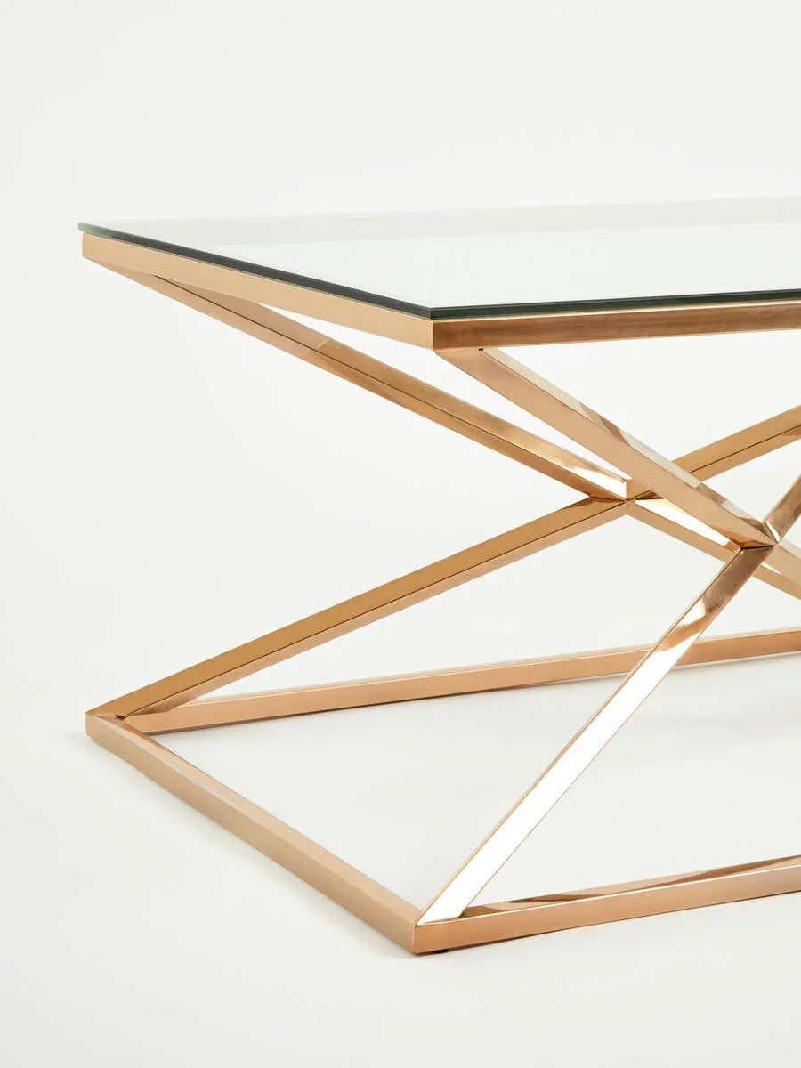 Rose Gold Glass Coffee Table