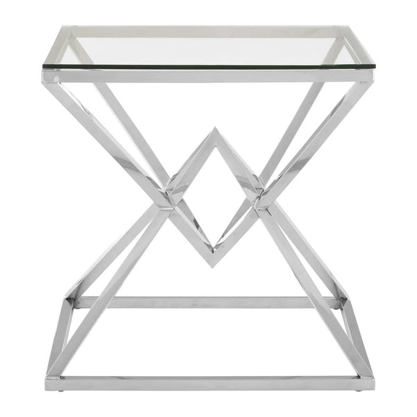 Sophisticate Glass Silver End Table
