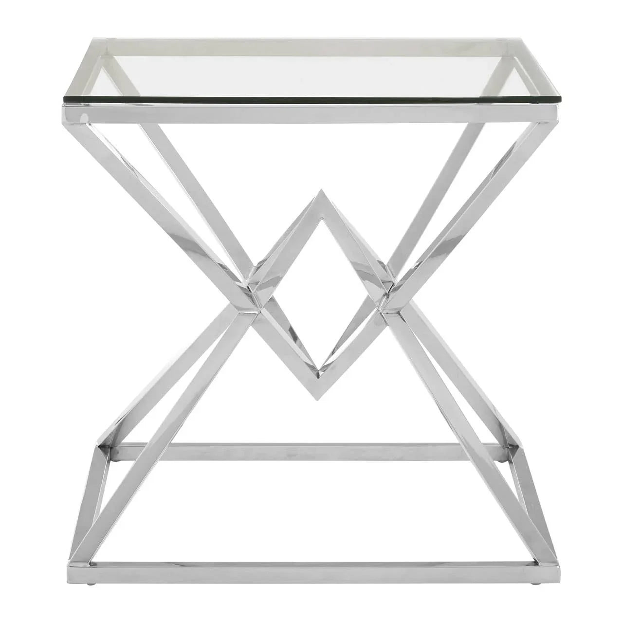 Sophisticate Glass Silver End Table