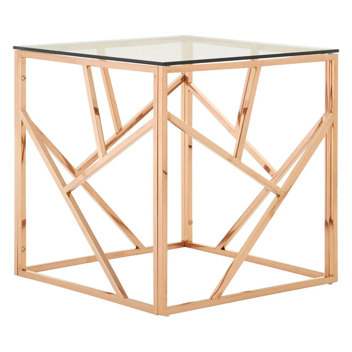 Rose Gold Glass End Table