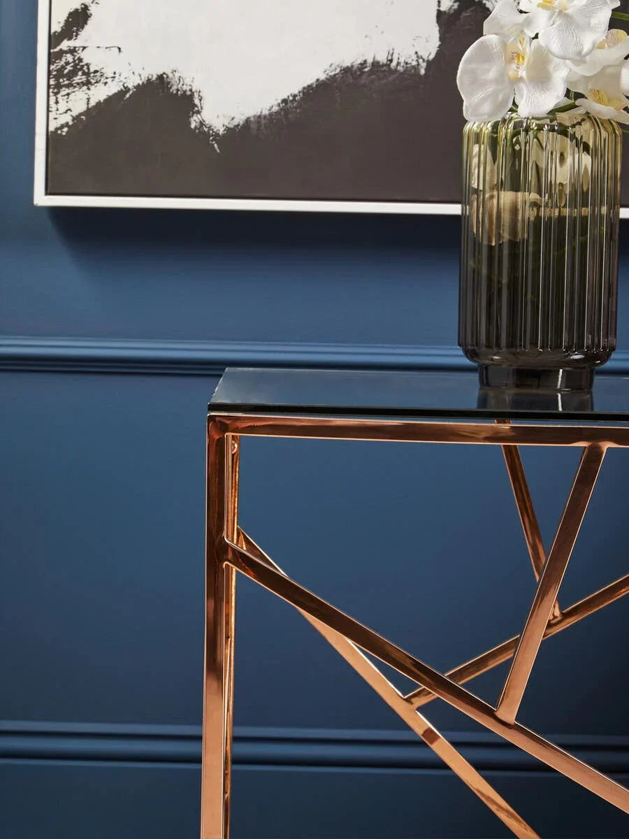 Rose Gold Glass End Table