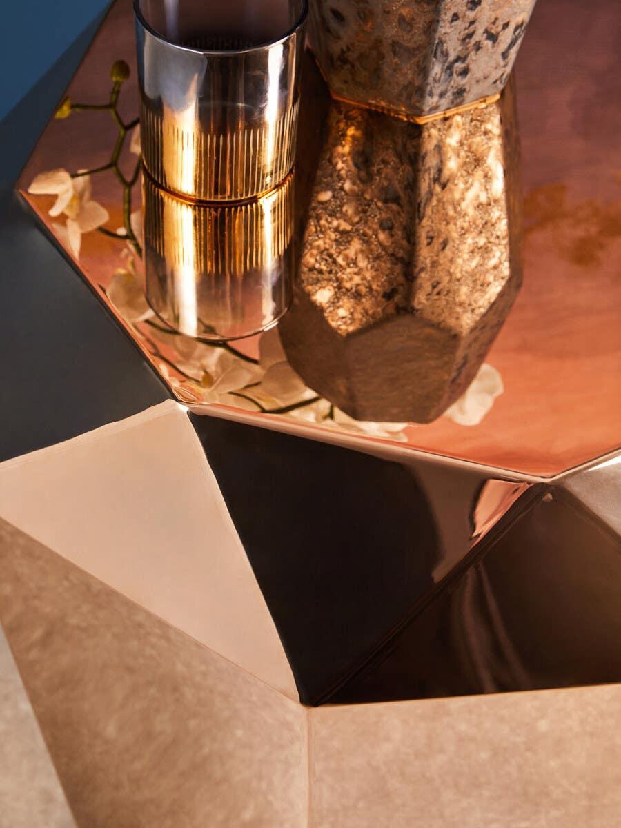 Rose Gold Diamond End Table