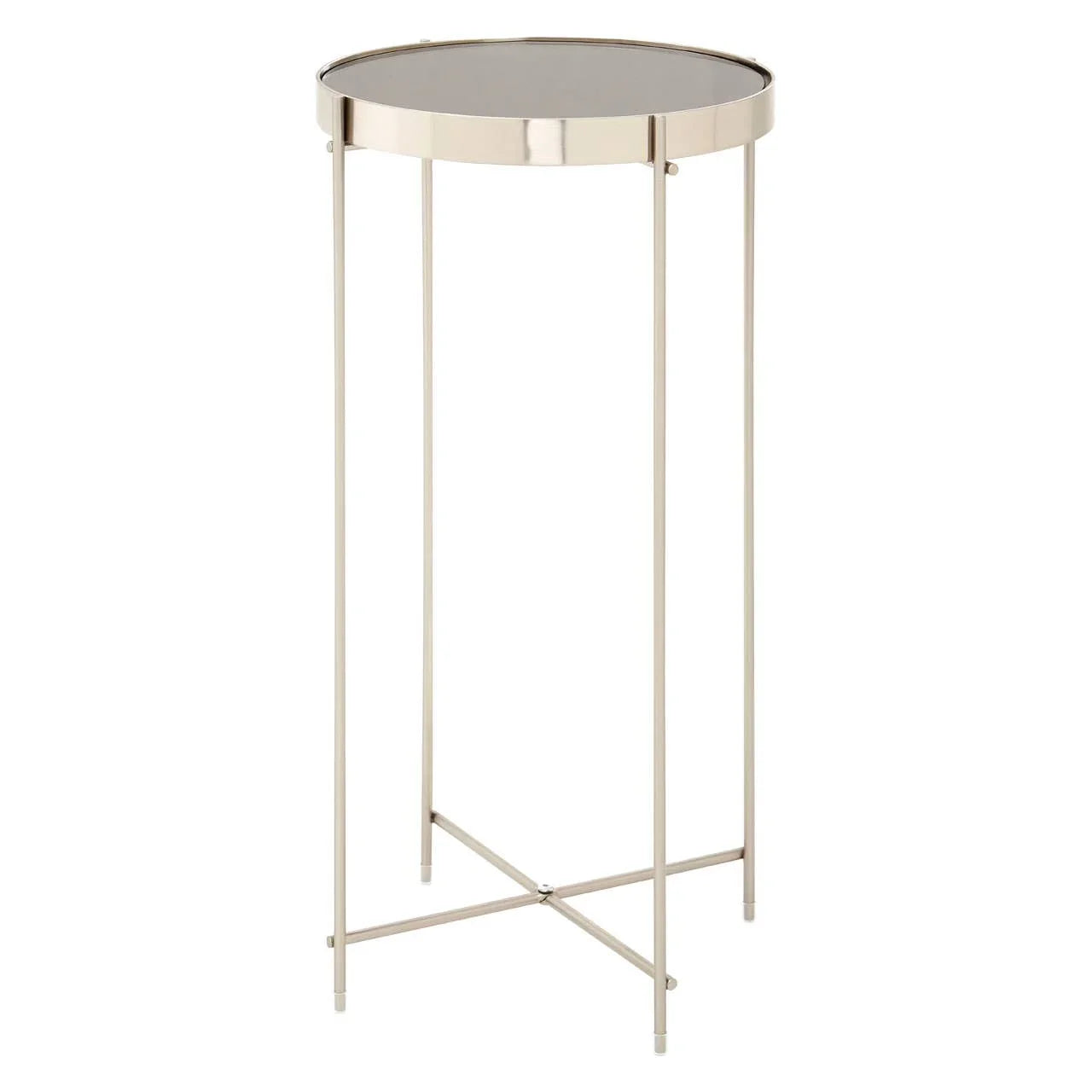 Reflective Metal Mirror Side Table