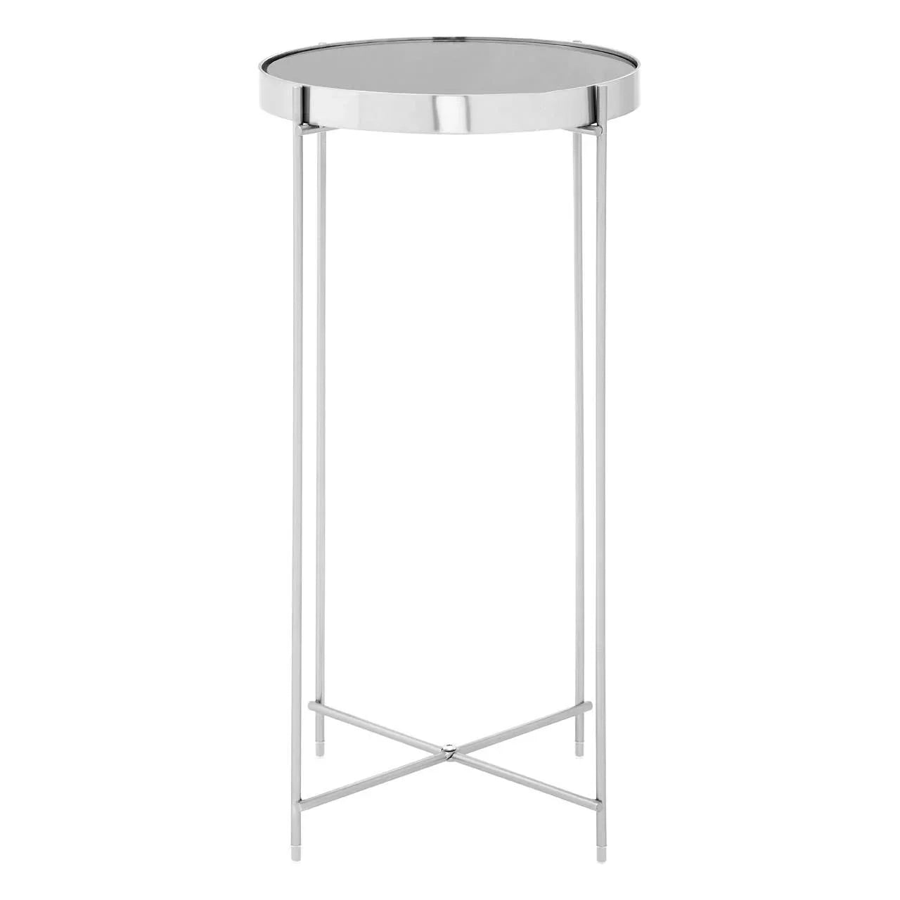 Reflective Metal Mirror Side Table