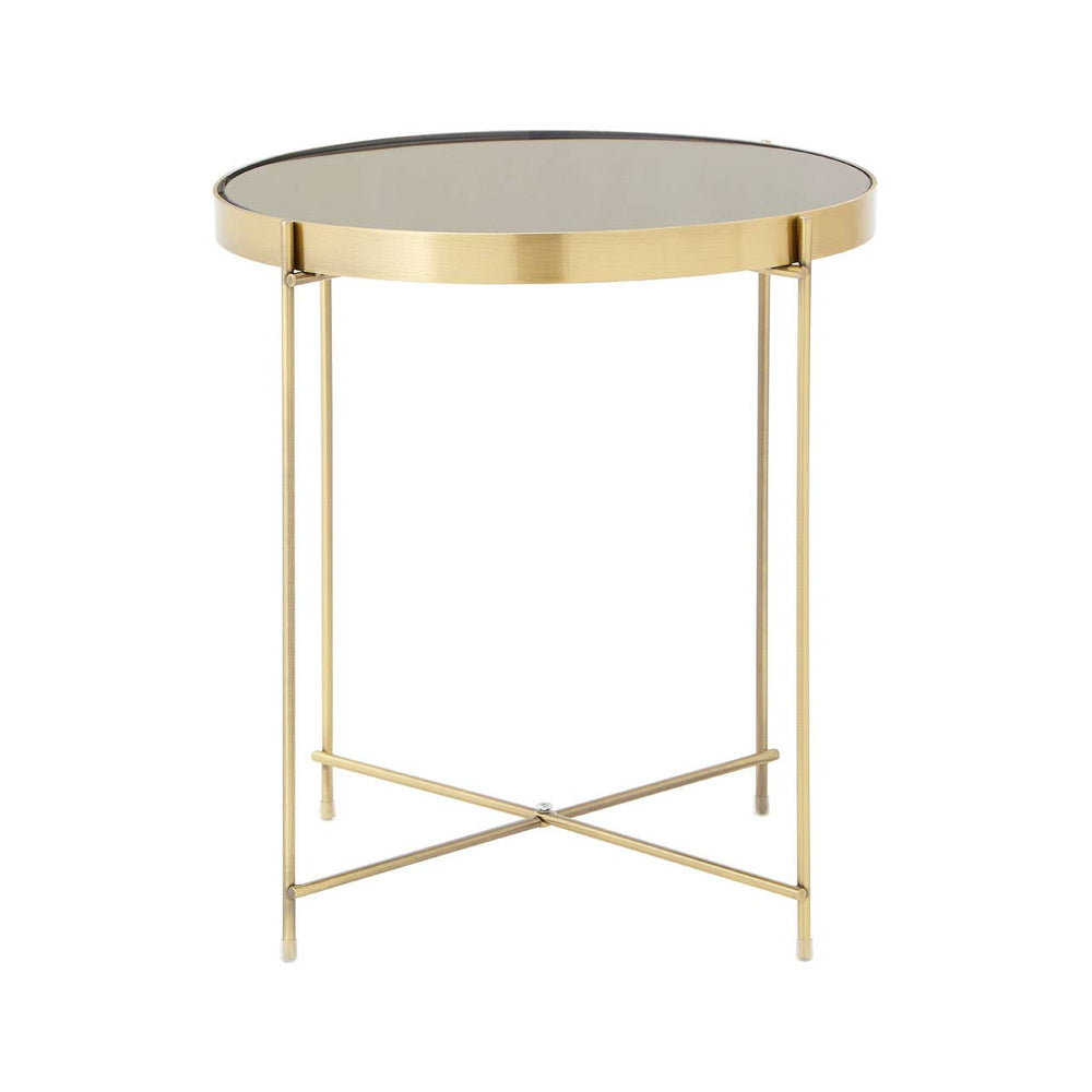 Mirrored Black Metal Side Table