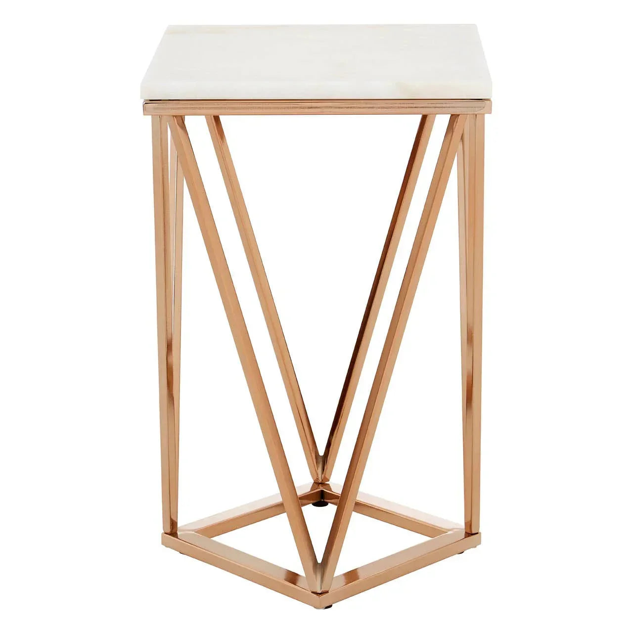 marble top side table with gold geometric metal frame, modern accent furniture