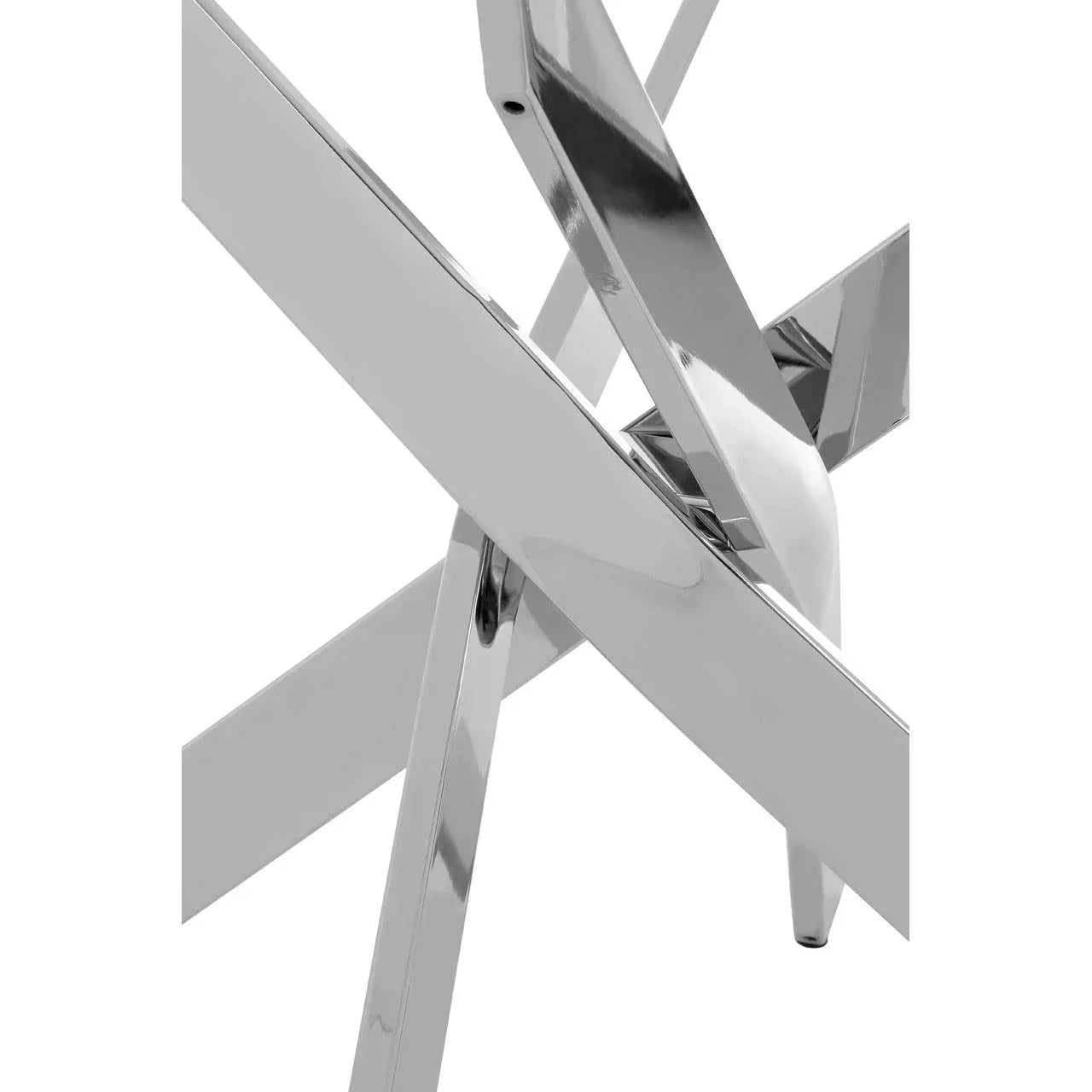 chrome metal dining table legs with modern cross design