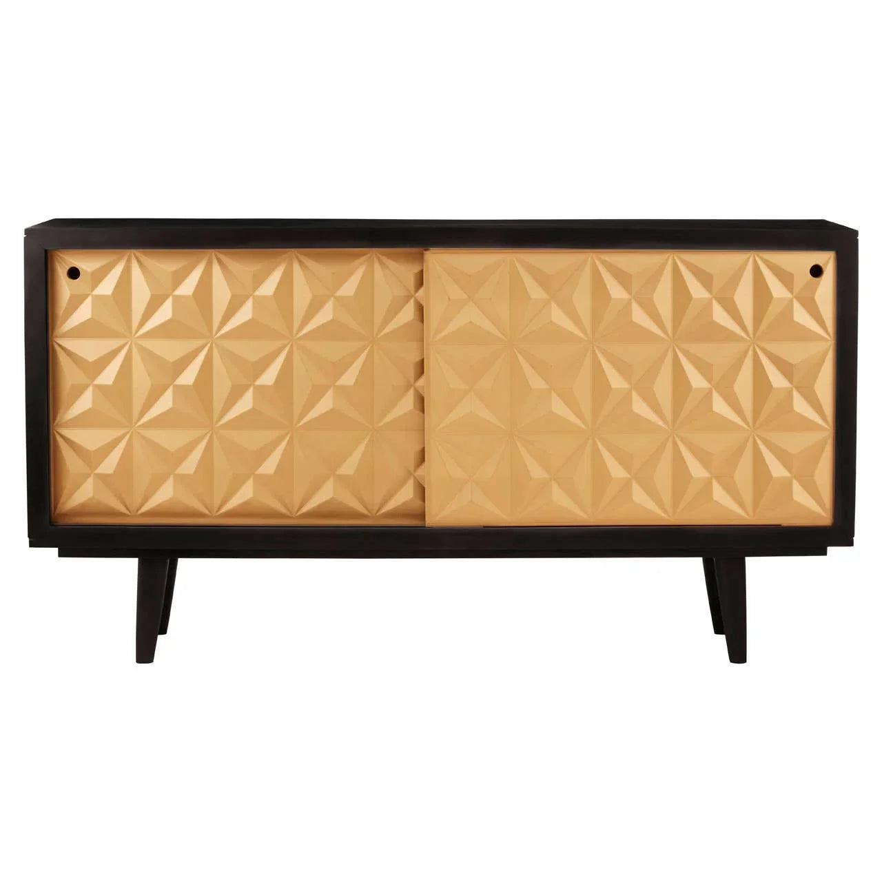 Golden Geometric Mango Wood Sideboard Luxe Sliding Doors
