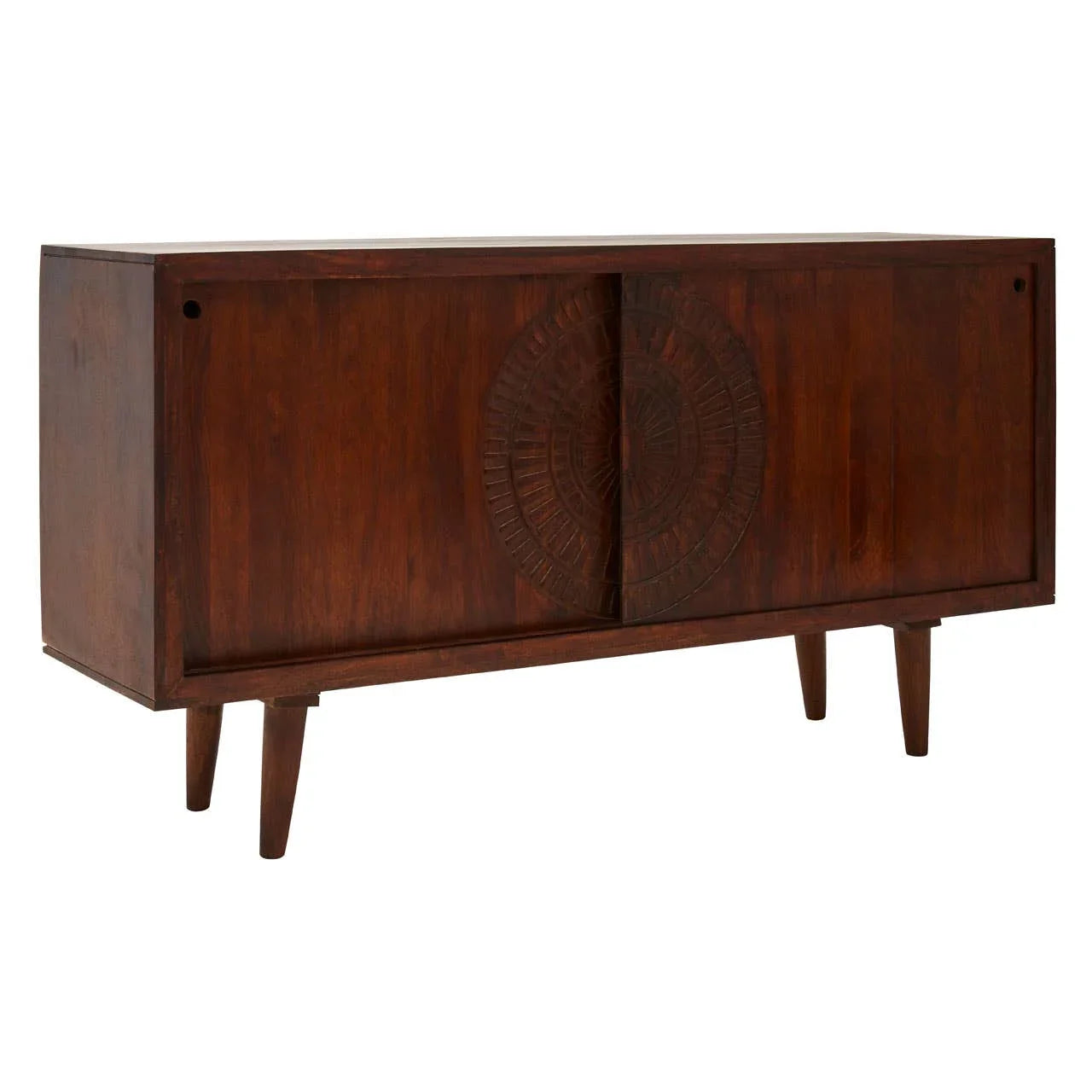 Exotic Mango Wood Sideboard with Intricate Carvings