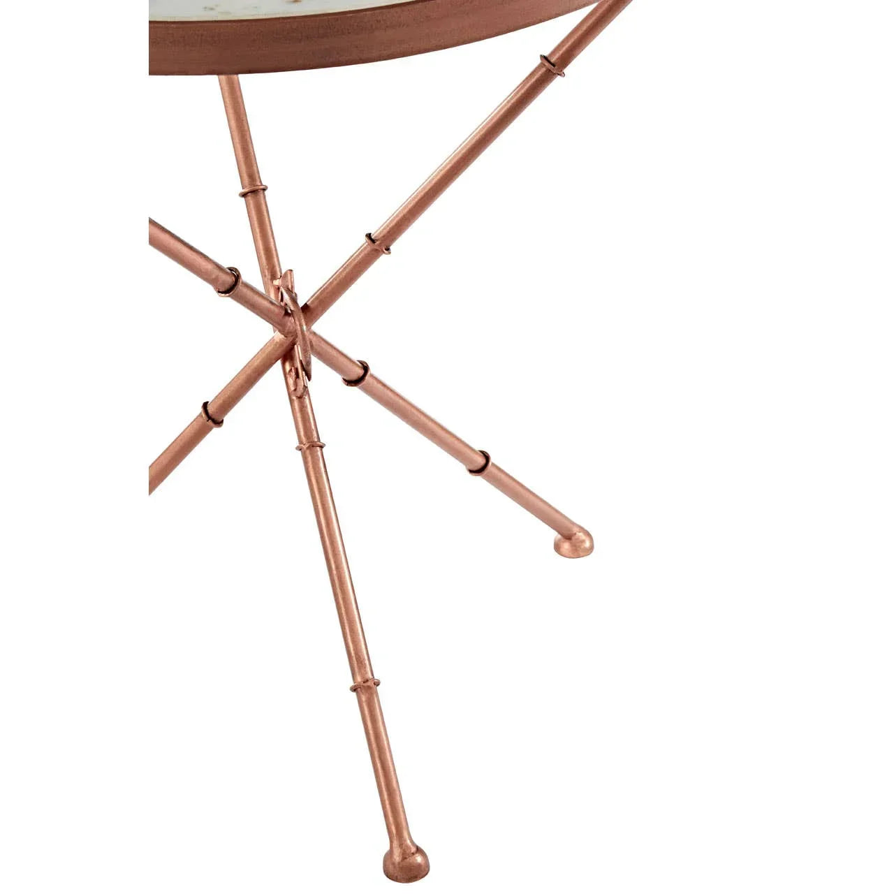Copper metal table legs with bamboo effect and crossbar support